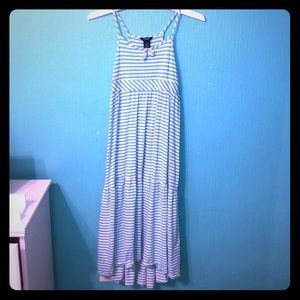 Blue striped spaghetti strapped long dress